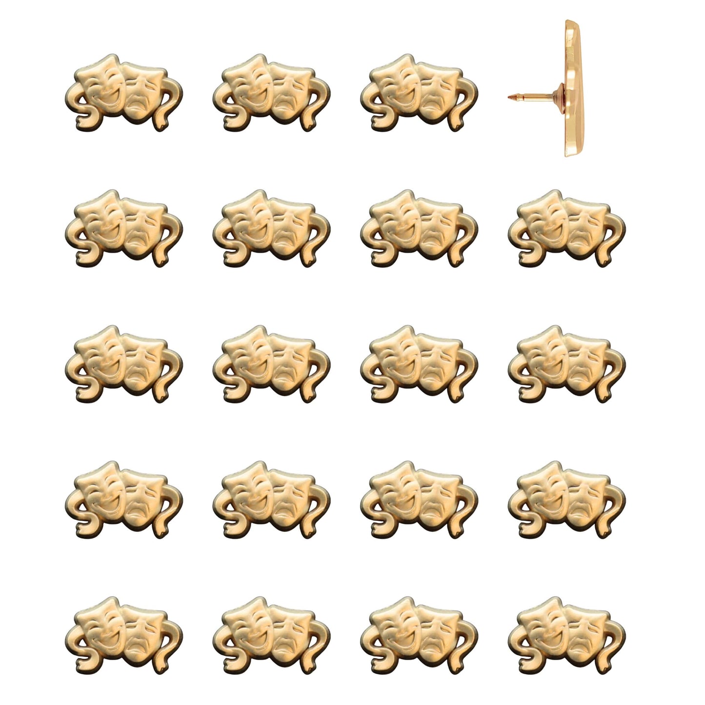 Drama Mask Push Pins Gold Pack of 20