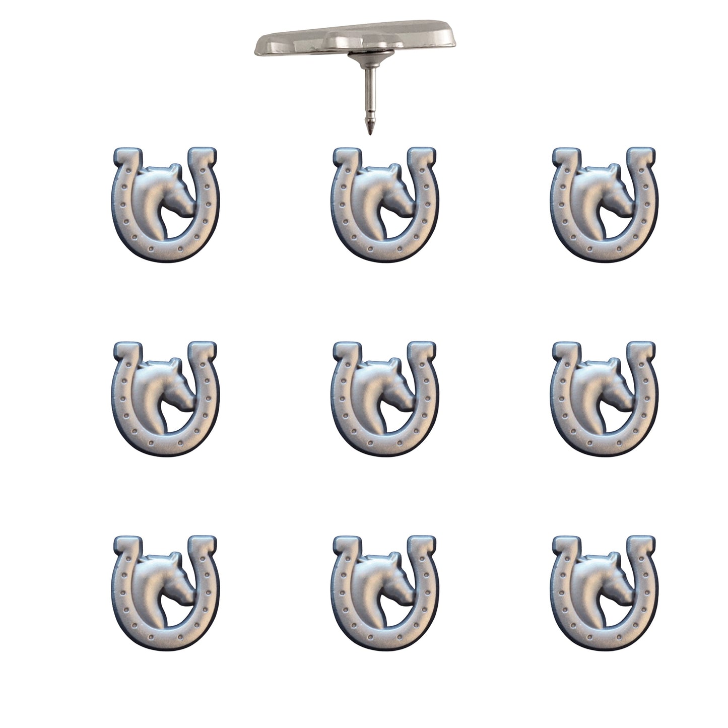 Horse and Horseshoe Pins Silver Pack of 10
