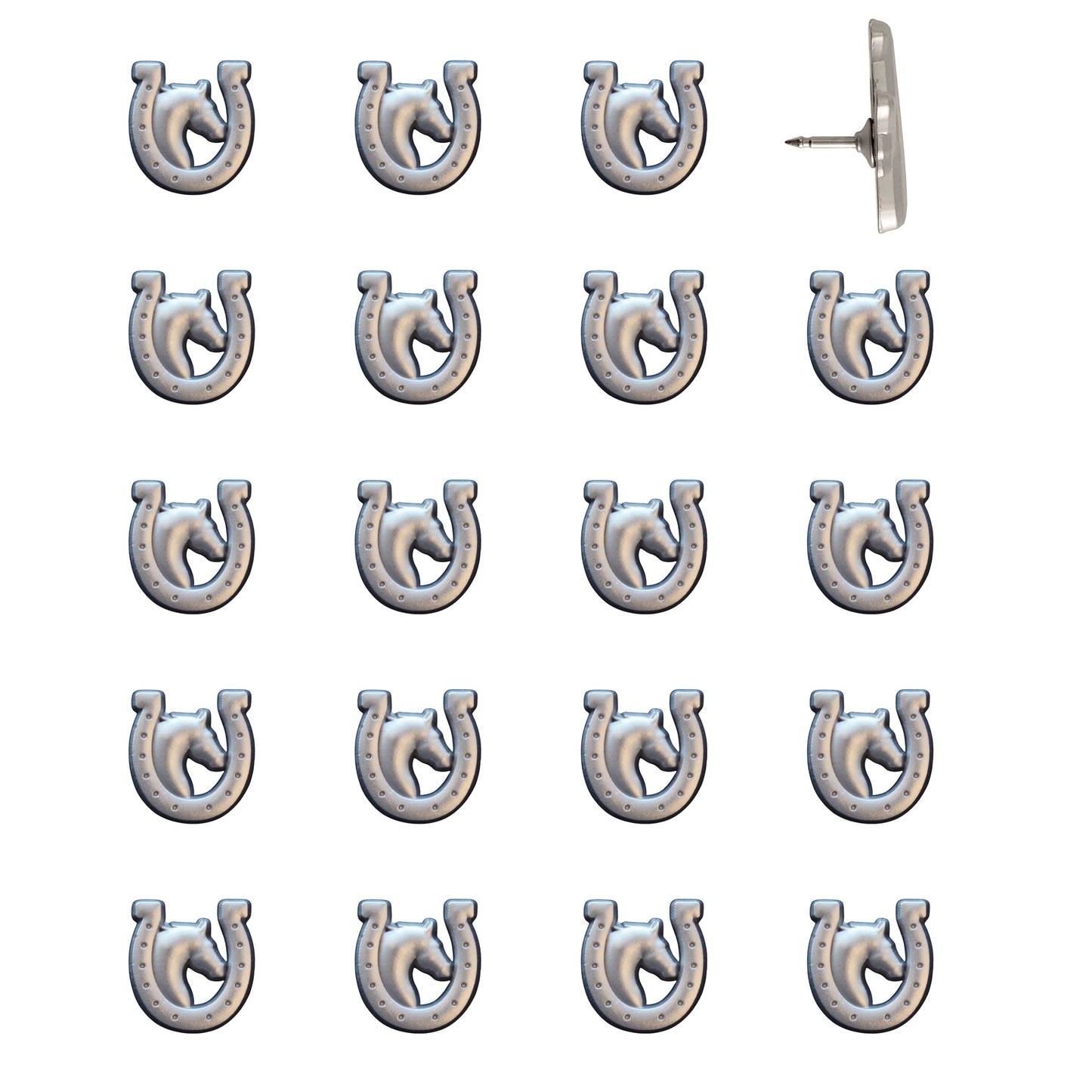 Horse and Horseshoe Pins Silver Pack of 20
