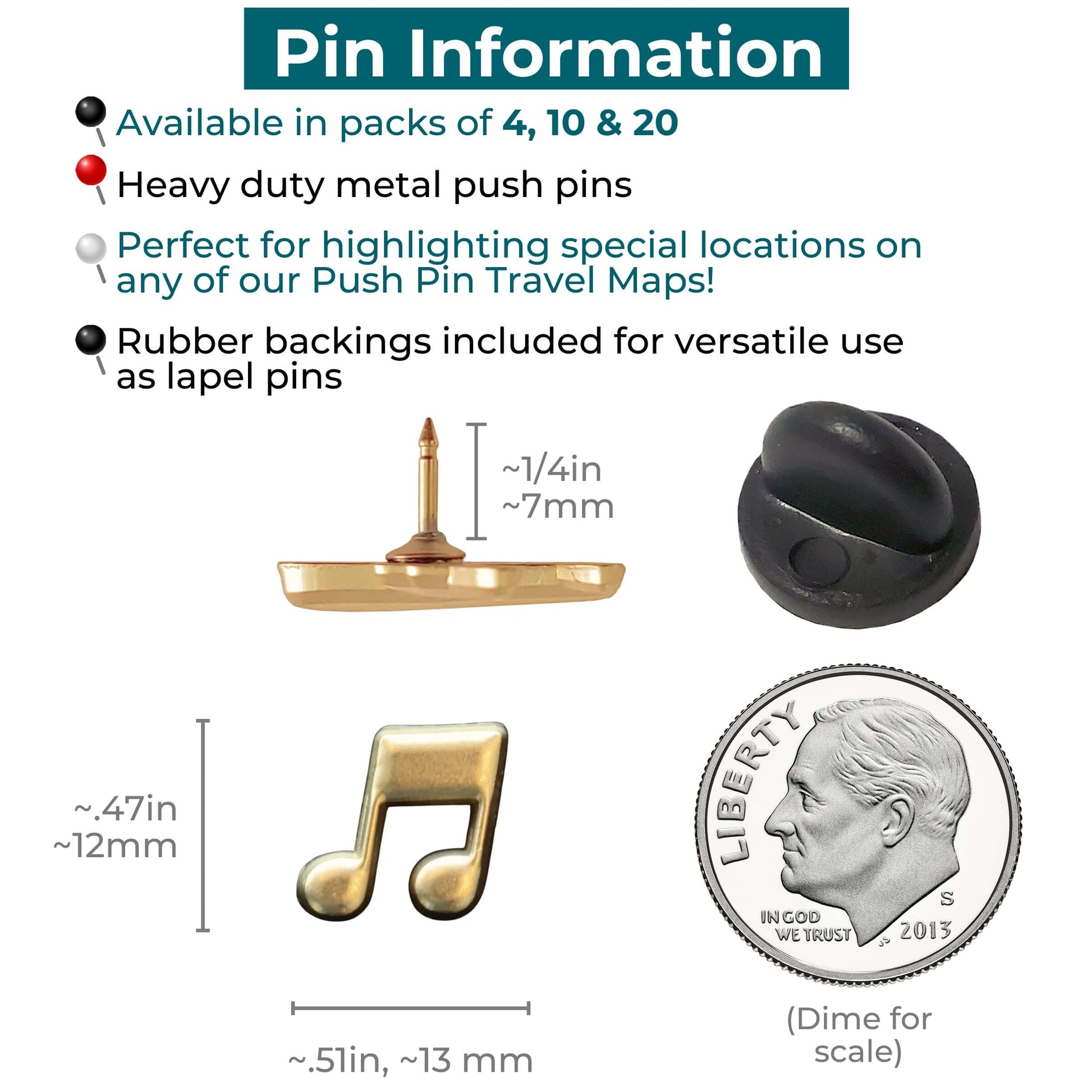 Music Note Push Pins Information