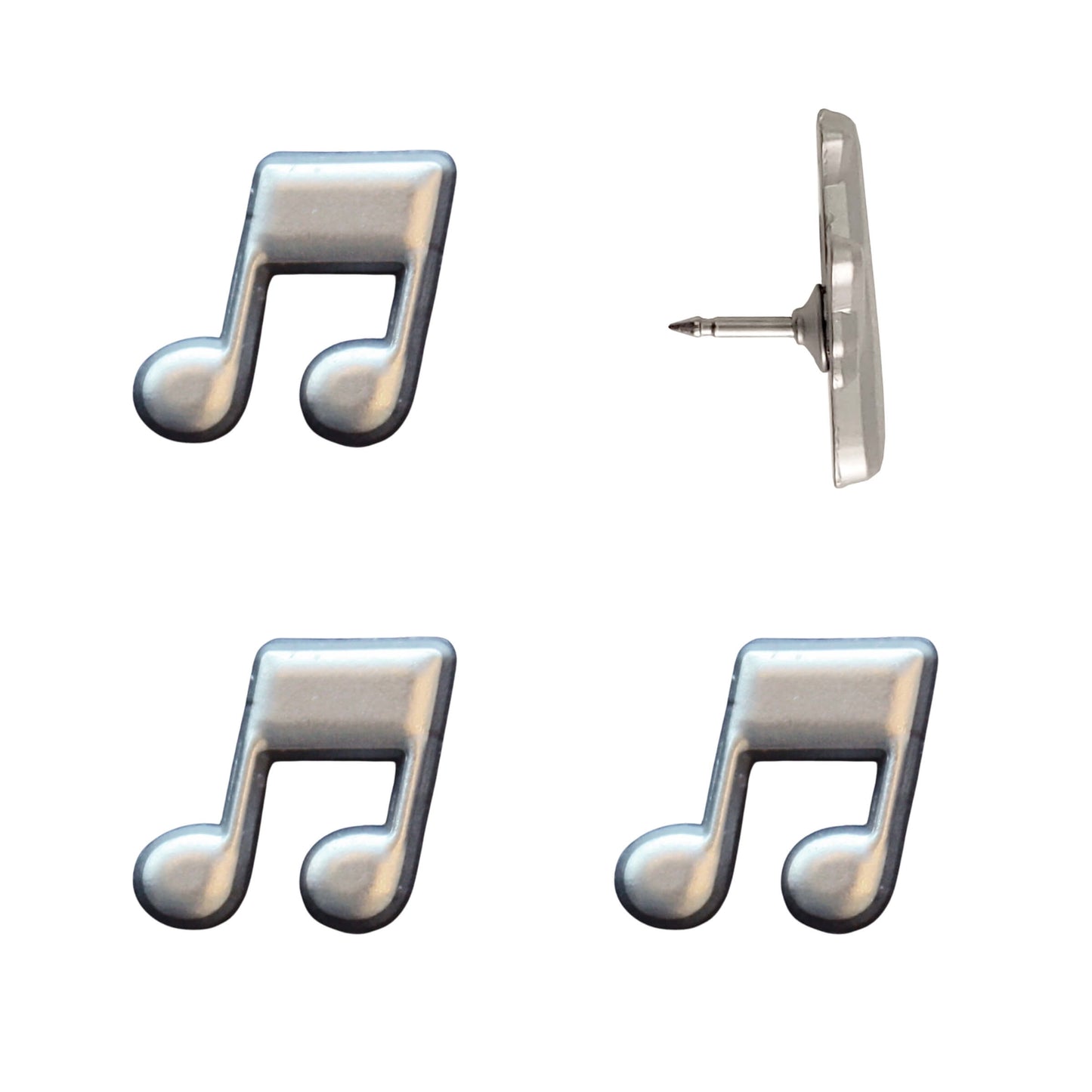 Music Note Push Pins Silver Pack of 4