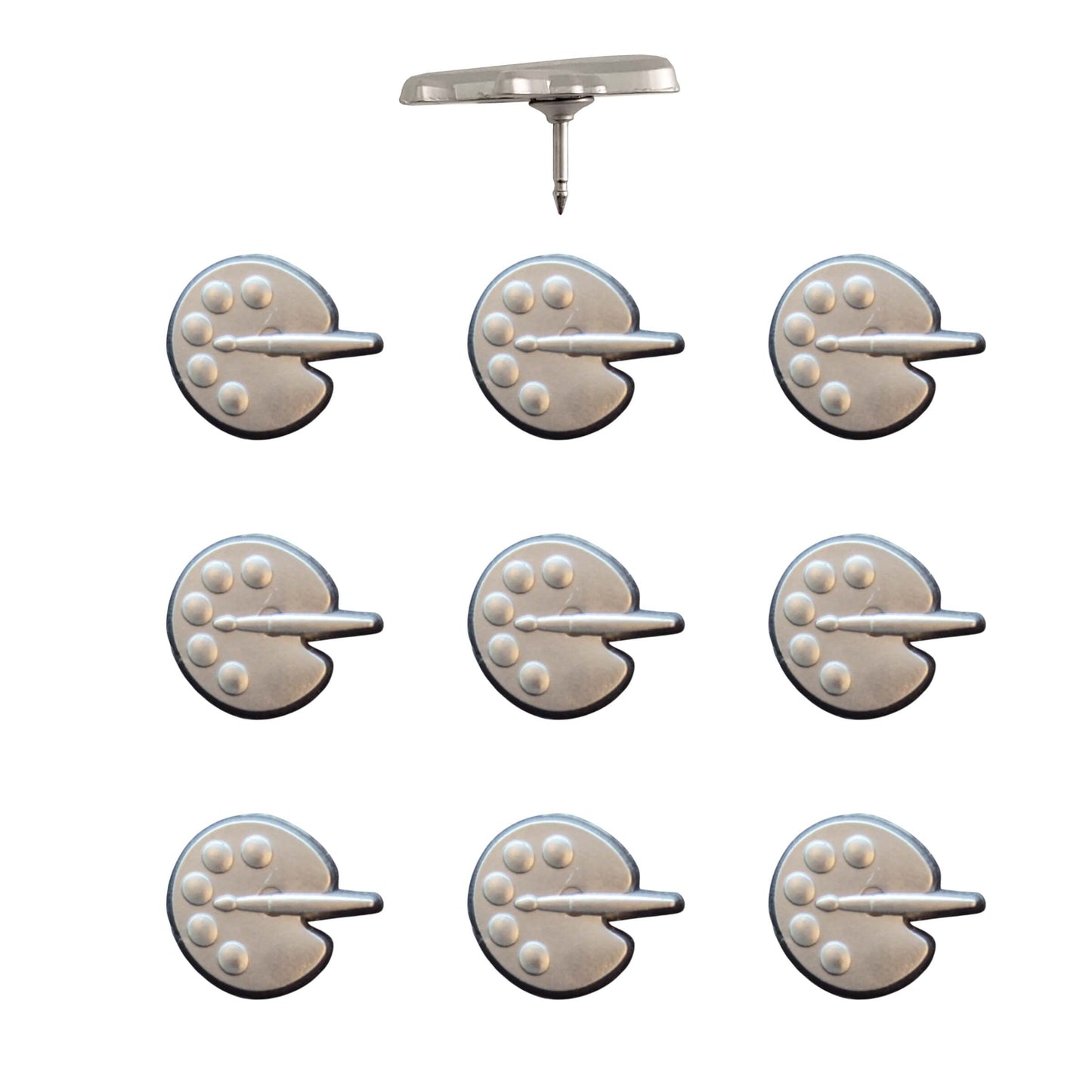 Paint Palette Push Pins Silver Pack of 10