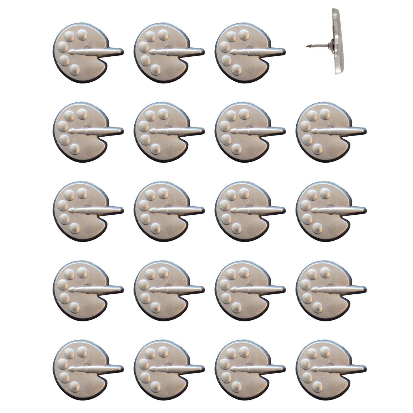 Paint Palette Push Pins Silver Pack of 20