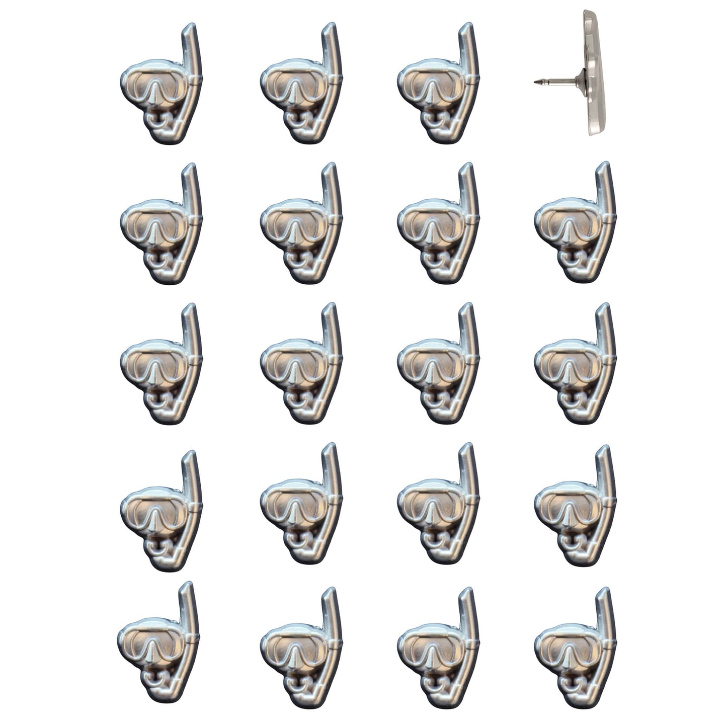 Snorkel Mask Push Pins Silver Pack of 20